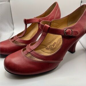 Sofft Burgundy T-Strap Heels